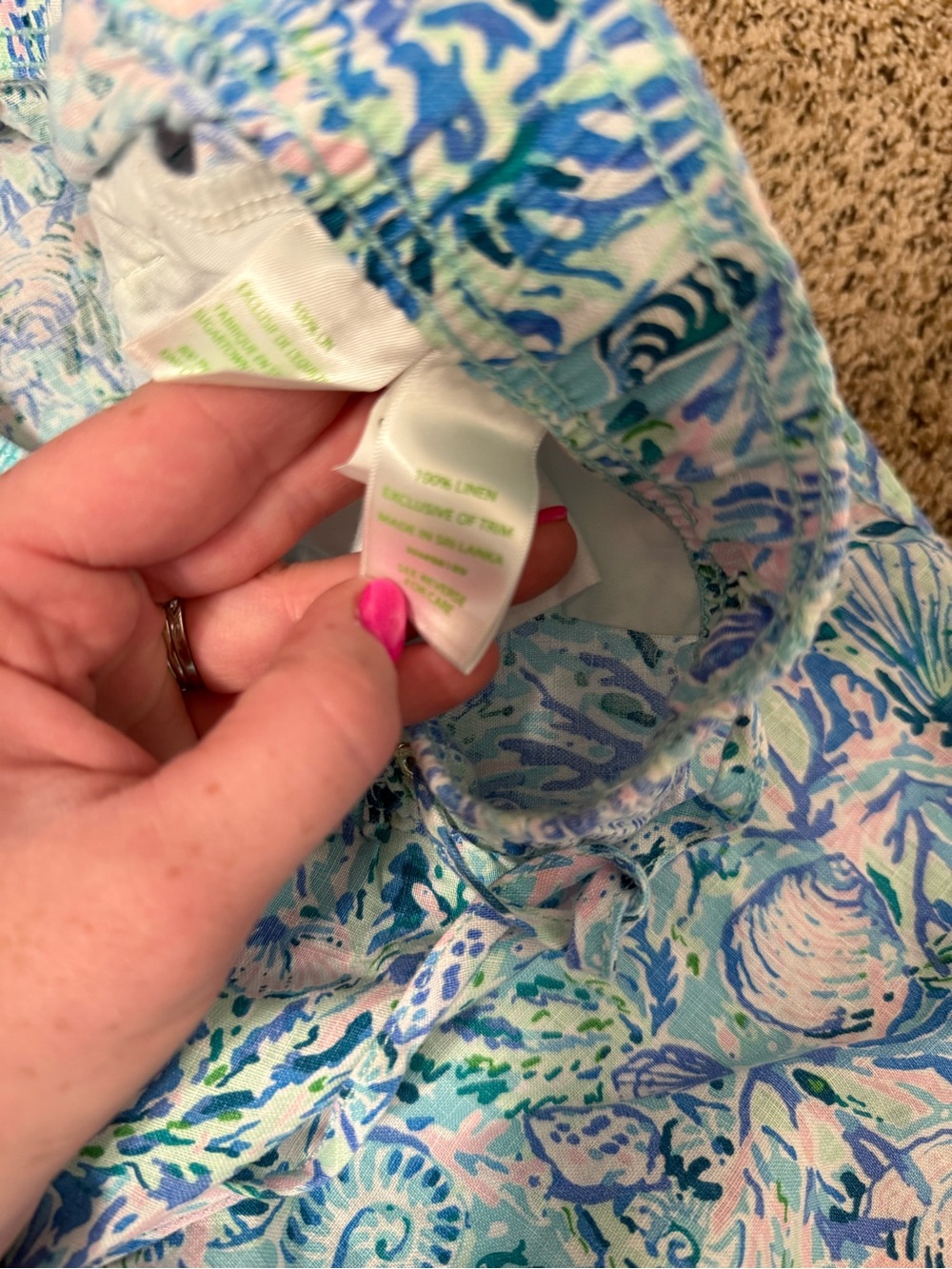 Lilly Pulitzer Taron Pull On 100% Linen Pants Surf Blue Soleil It On Me - Picture 6 of 6